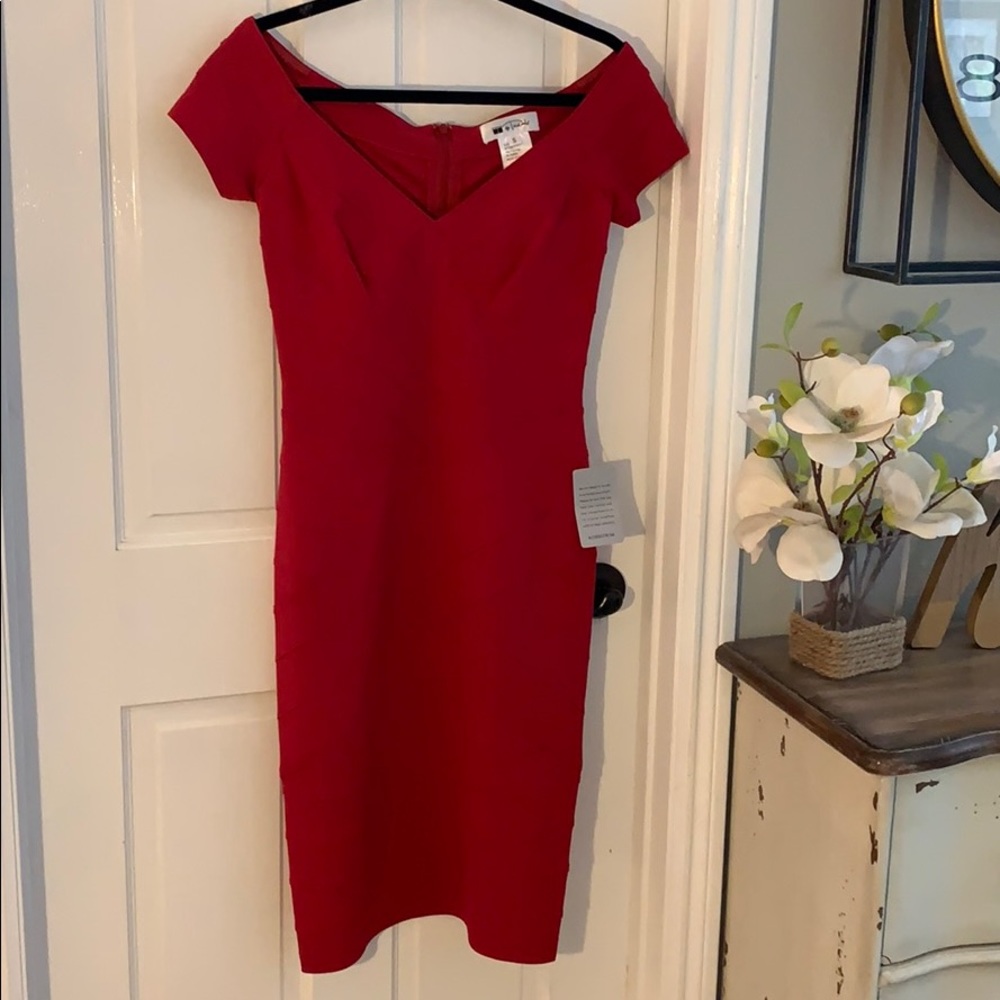 Tadoshi Red Fitted Dress